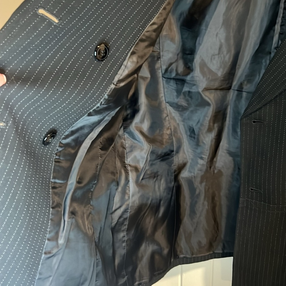 Tahari Arthur S. Levine Black Blue Pinstripe Blazer Suit Jacket Size 18 - Picture 5 of 8